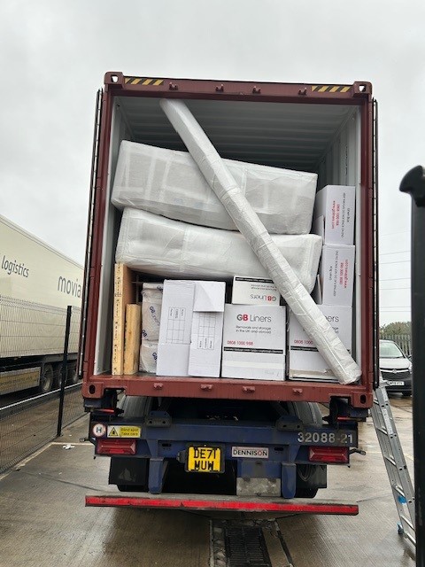 Our client's belongings packed on to a GB Liner's van, ready to make the trip from the UK to Canada.