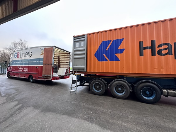 A GB Liners container and wagon ready for an international move